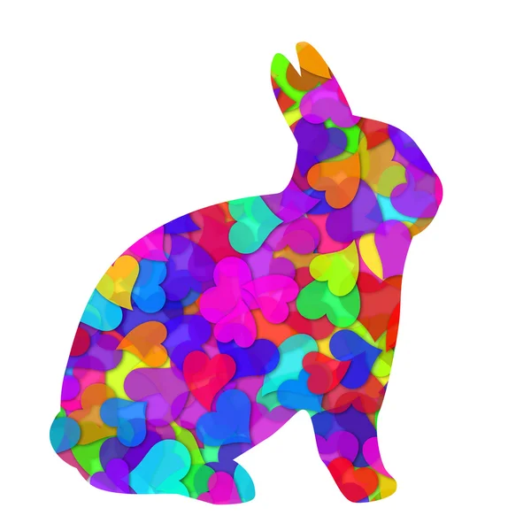 Valentinstag Herzen Hase Kaninchen Illustration — Stockfoto
