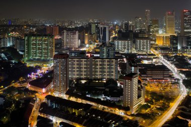 Singapur chinatown cityscape akşam