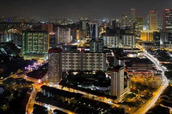 Panoráma Singapuru čínská čtvrť v noci — Stock fotografie