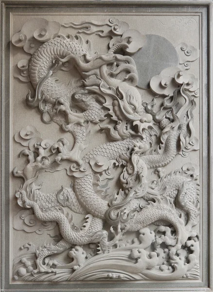 Dragon chinois granit pierre sculpture — Photo