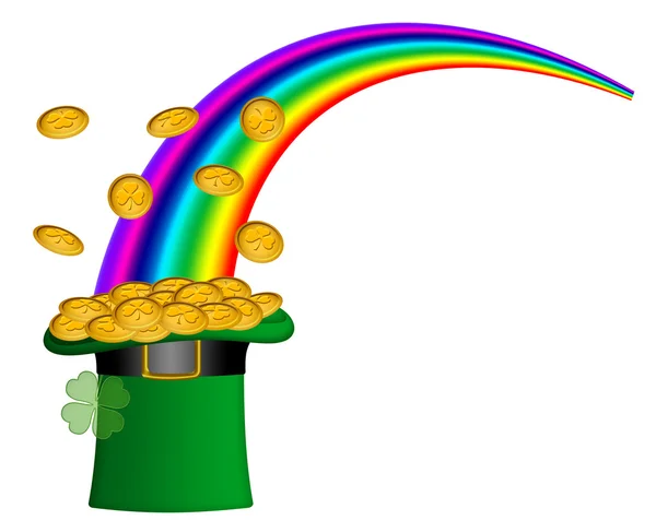 Zupa z brukselkiŚwięty patricks dzień kapelusz złota z rainbow — Zdjęcie stockowe