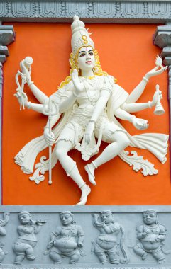 Hindu Goddess with Many Arms Temple Statue clipart