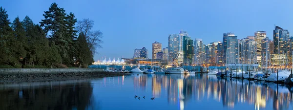 Vancouver bc skyline från stanley park — Stockfoto