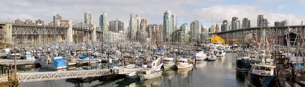 Vancouver BC City Skyline with Burrard and Granville Bridges — Stock Photo, Image