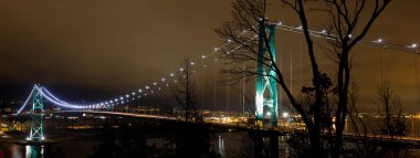 Lions Gate Bridge in Vancouver Bc at Night clipart