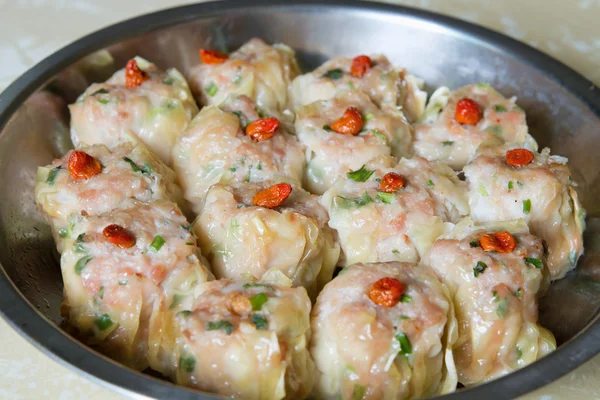 Dumplings de cerdo al vapor Shu Mai — Foto de Stock
