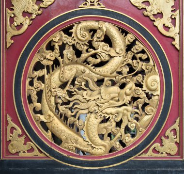 Wood Carved Chinese Dragon clipart