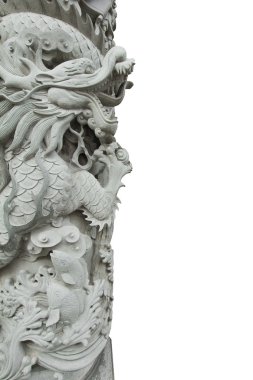 Chinese Dragon Stone Carving Column clipart