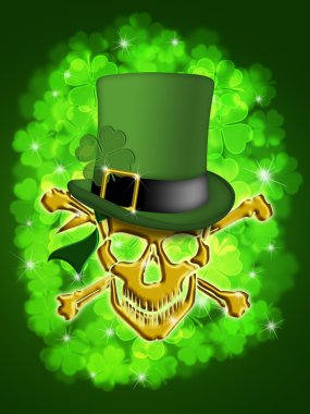 St Patricks Day Gold Skull Leprechaun Hat clipart