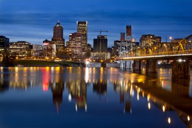 Portland Downtown City Skyline at Twilight clipart