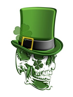 St Patricks Day Green Skull Leprechaun Hat clipart