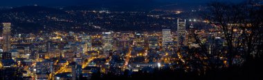 Portland oregon downtown cityscape alacakaranlıkta
