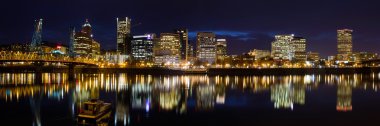 Portland Oregon Downtown Waterfront at Dusk clipart