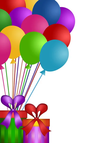Ballonger med gåva insvept presenterar — Stockfoto