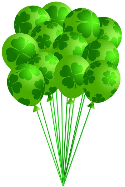 Manojo de globos verdes irlandeses con tréboles — Foto de Stock
