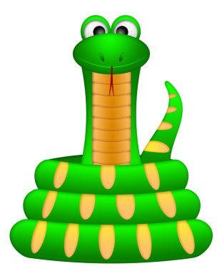 Cute Green Snake Coil Up Illustration clipart