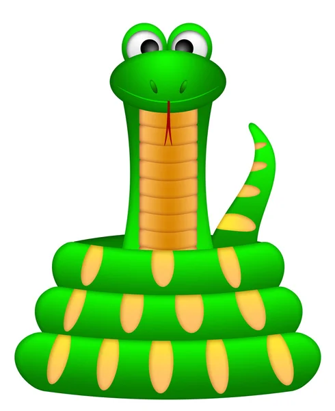 Cobra verde bonito bobina para cima ilustração — Fotografia de Stock