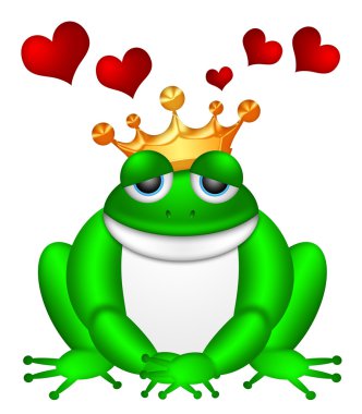 taç çizim ile sevimli yeşil kurbağa