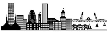 Portland City Skyline Panorama Clip Art clipart