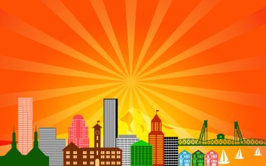 Portland City Skyline Panorama clipart