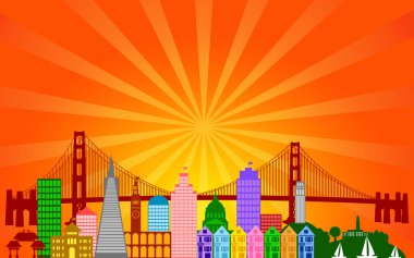 San Francisco City Skyline Panorama clipart