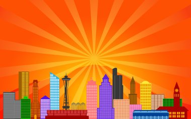 Seattle Washington City Skyline Panorama clipart