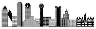 Dallas City Skyline Panorama Clip Art clipart