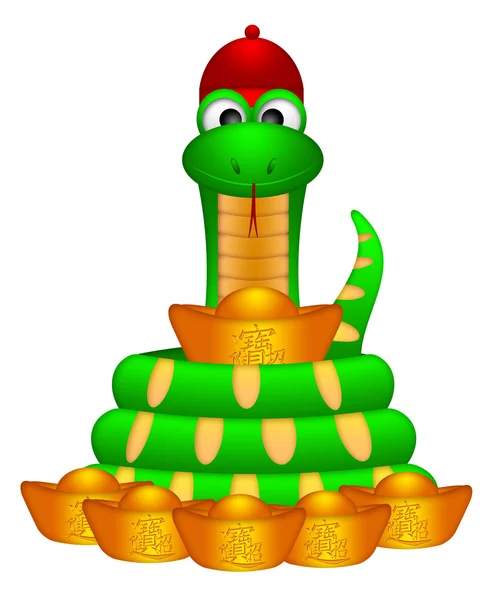 Cobra de ano novo chinês bonito com dinheiro de ouro — Fotografia de Stock