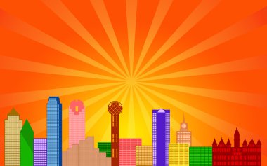 Dallas Texas City Skyline Panorama clipart