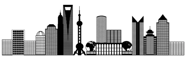 Ciudad de Shanghai Pudong Skyline Panorama Clip Art — Foto de Stock