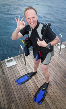 Scuba diver gösteren ok işareti