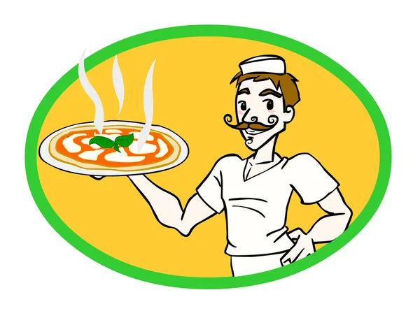 Chef italiano com pizza — Fotografia de Stock
