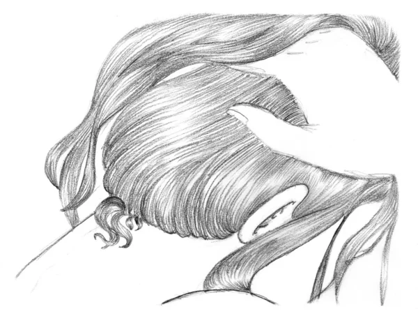 Szkic włosów — Zdjęcie stockowe