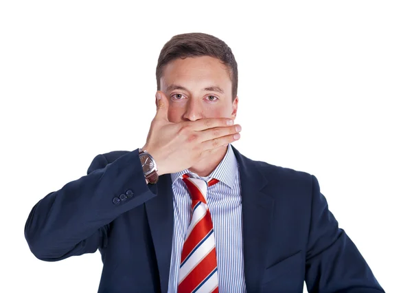 Businessman with mouth closed — Stock Photo, Image