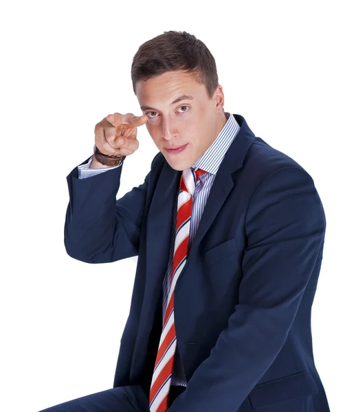 Serious businessman pointing fingers — Stock Photo, Image