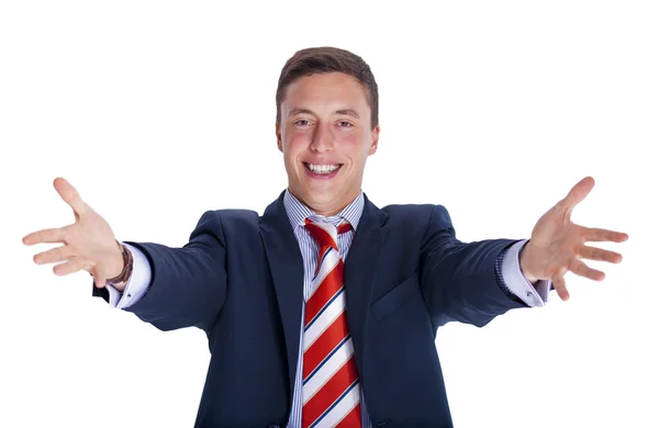 Businessman welcomes — Stock Photo, Image