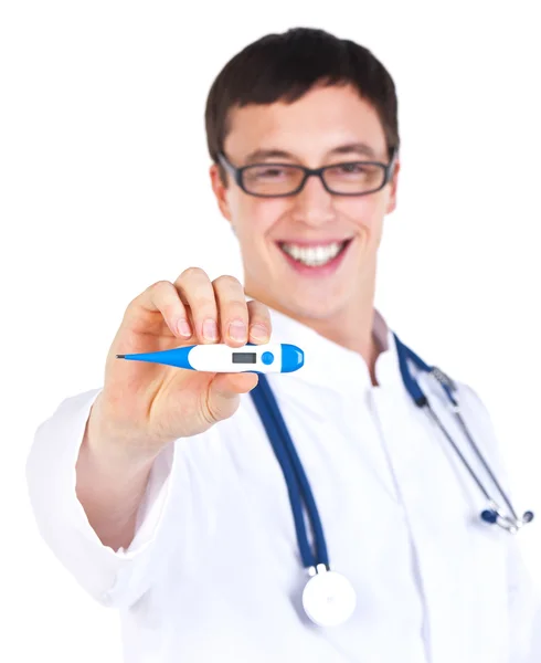 Läkare med termometer — Stockfoto