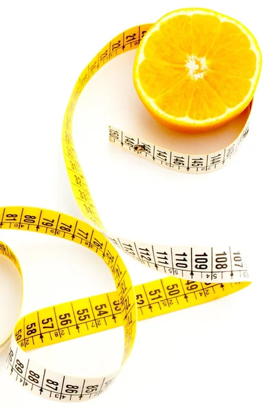 Čerstvý pomeranč s měřením — Stock fotografie