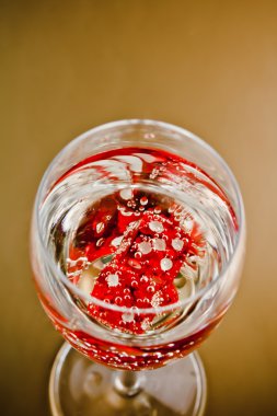 Top view of red dice in a champagne glass clipart