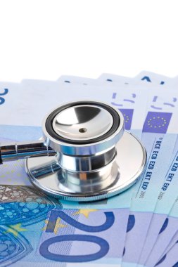 Stethoscope on 20-euro banknotes clipart