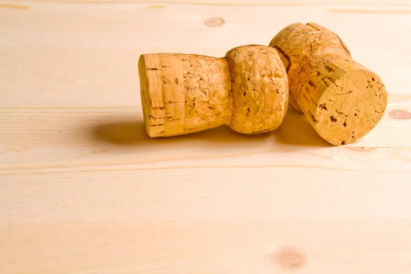 Two cork on old wood — Stock Photo, Image