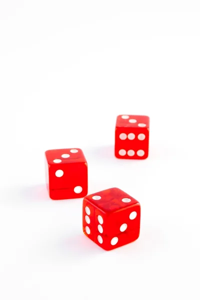 Three red dice on white background — Stock Photo, Image