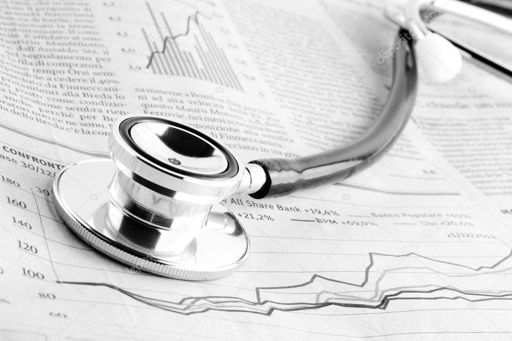 Stethoscope on financial chart