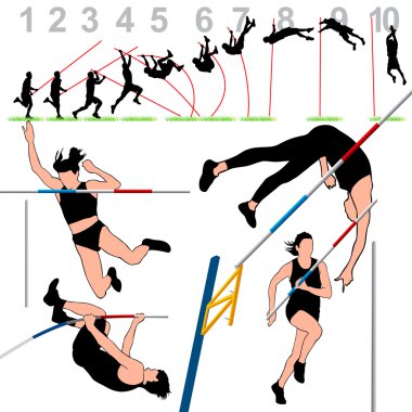 Pole Vault Athletes Set clipart