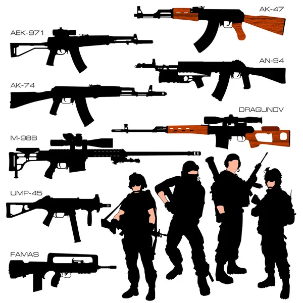 Conjunto de armas automáticas — Vector de stock