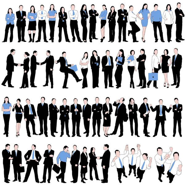 60 бизнес-силуэтов на белом фоне — стоковый вектор