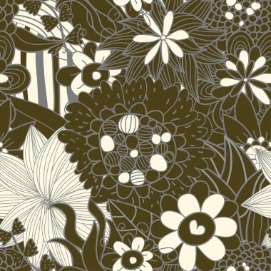 Seamless floral retro pattern clipart