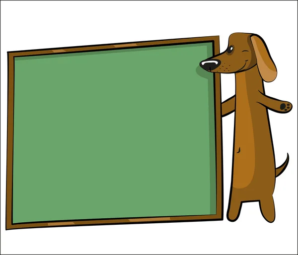 Мультфильм собака с баннером для текста — стоковый вектор