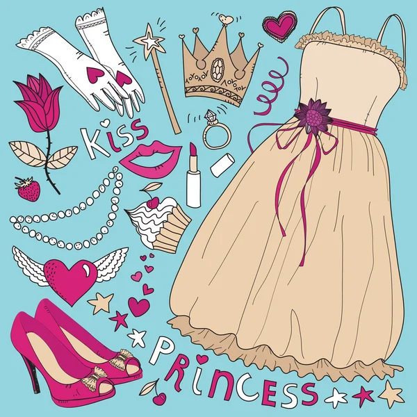 राजकुमारी फैशन सेट रॉयल्टी फ़्री स्टॉक वेक्टर्स