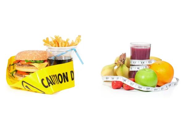 Zdrowa lub niezdrowa żywność — Zdjęcie stockowe